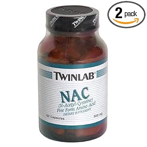 TwinLab NAC, 600 mg, 60 Capsules (Pack of 2)
