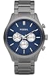 Fossil - Classic Plated Stainless Steel Watch - Grey with Blue FS4631