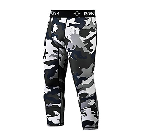 Rigorer Men's Running Fitness 3/4 Tights Compression Base Layer Capri Pants Leggings