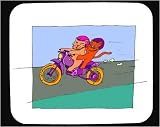Mouse Pad with cat, helmet, pair, motorcycle, riding