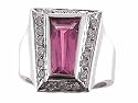 1.85ct. 14K. White Gold Diamond & Fancy Cut Pink Tourmaline Ring