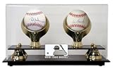 Rickey Henderson and Lou Brock - Grand Larceny - Autographed Baseballs with 2 Ball Display Case