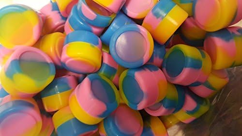 Silicone4less® 50x Non Stick Silicone Oil Wax Kitchen Container Shatter Proof Jar Vial Screw Top (Bubble Gum)