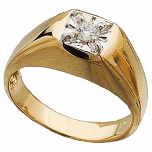 Two Tone Men's Solitaire Diamond Ring