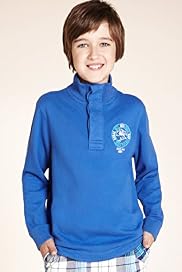 Cotton Rich Funnel Neck Half Button Sweat Top