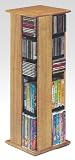 CD / DVD / VHS 288 Solid Wood Spinner Storage Rack in Oak Finish