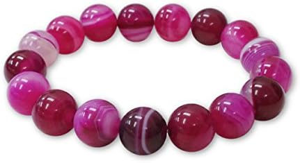 PTN Fashion Jewelry6-6.5 Inches Pink Agate Bead Bracelet Girls Teens Small Wrist Elastic Stretch (E17609)
