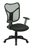 Office Star Work Smart Screen Back Task Chair with T Arms, Black