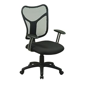 Office Star Work Smart Screen Back Task Chair with T Arms, Black by Office Star
