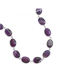 MMA Silver - 17 inch Dyed Purple Agate Necklace