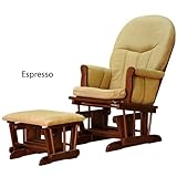 Athena Deluxe Glider Rocker and Ottoman with Beige Cushion (Espresso)