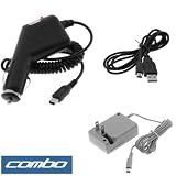 Rapid Flip Home Travel Charger (110-240v) + Black Rapid Car Charger + USB Data Cable for Nintendo NDSI DSI