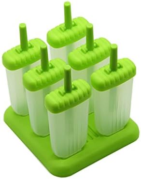 Best Popsicle Molds by Zomie TM 100% BPA FREE, Dishwasher Safe Tupperware Quality 6-piece Green Plastic Ice Pop Mold Set with Stable Tray &amp; Drip Guard