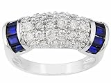 STERLING SILVER 2.45CTW BELLA LUCE SAPPHIRE SIMULANT WITH DIAMOND SIMULANT RING