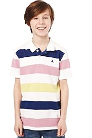 Pure Cotton Neon Striped Polo Shirt with Stay New™