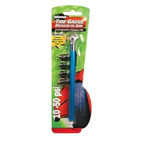 Slime 1023-A 10-50 PSI Pencil Gauge W/Bonus Valve Caps