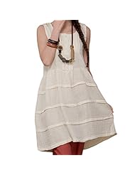 Belted Pleated Sleeveless Linen Summer  Dress