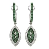 14K White Gold Emerald and Diamond Earrings