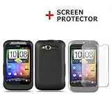 RUBBERIZED BLACK Faceplate Phone Cover Sleeve Hard Snap On Case for HTC WIL ....