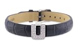 41Q1cTZ9f1L. SL160  Diamond Clip On Initial letter U with Black Leather Bracelet