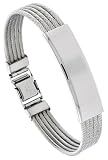 8 Surgical Steel Cable ID Bracelet 7/16 (11.5 mm) wide.