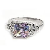 Sterling Silver Ring with Multi-Color and Clear CZ - Size: 5-10
