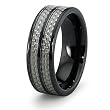 8mm Black Ceramic Ring with Dual Grey Carbon Fiber Inlays (Sizes 8-12)