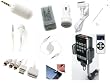 White iPod Touch Accessory Pack - Mini Microphone Recorder, Universal Charger Kit, Stereo Earphone/Headphones, FM Radio Transmitter w/ Car Charger and Remote, Retractable 3.5mm Audio Cord, Multi-Function USB/AV RCA Cable, Silver Stylus Pen, Emergency AA Charger