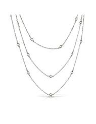 Bling Jewelry CZ by the Inch Sterling Silver Necklace 54in