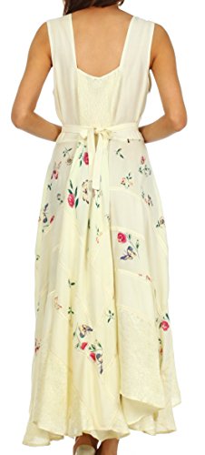 sakkas garden goddess corset style dress Step into whimsical elegance with the Sakkas Marigold Dress! With its enchanting embroidery, corset-style bodice, and fluttery lace-trim sleeves, this dreamy fairy dress in vintage rose is made for magical moments