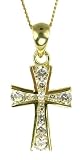 9ct Yellow Gold Ladies Cubic Zirconia Set Small Cross on 18 Curb Chain
