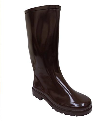 Vanlly Womens MST-419 Brown Rubber Rainboots (7 M, Brown)
