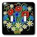 Lee Hiller Designs Embroidery Prints Floral - Blue Cornflowers Red Poppies and Daisies - Light Switch Covers - double toggle switch