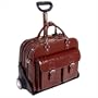 Siamod San Martino Leather Wheeled Travel Bag Laptop Briefcase Cherry Red