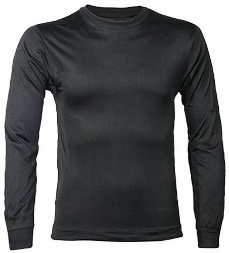 Terramar Mens Thermasilk Tall Crew Neck Top, Black, Large
