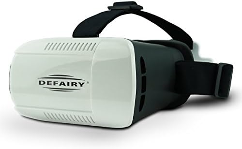 DEFAIRY Plastic VR Virtual Reality Headset Google Cardboard 2 Video Game Movie Glasses with QR CodFe PD &amp; FD Adjustment for Samsung iPhone LG HTC Moto Smartphone, White/Black