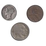1943 Mercury Dime, Wheat Penny & Buffalo Nickel