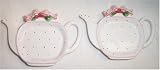 Ganz Bella Casa Ceramic Tea Pot Shaped Tea Bag Holders Set of Two