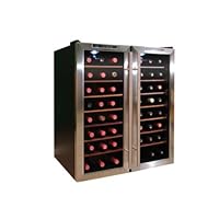 Vinotemp VT48TEDS2Z 33 Freestanding Dual Zone Wine Cooler with 48-Bottle Capacity, Thermoelectric Technology, Wood Pull-Out Shelves, Interior Light and Digital Display