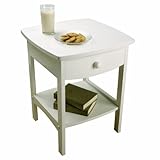 Curved End table/Night Stand with one drawer, one shelf-White