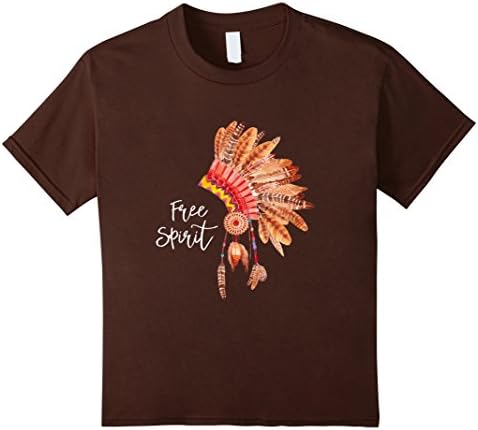 Kids Free Spirit Native American Headdress Dark T-shirt 8 Brown