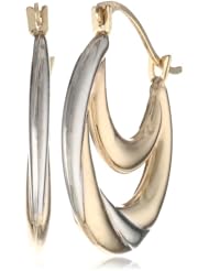 10K Two-Tone Gold Stampato Hoop Earrings