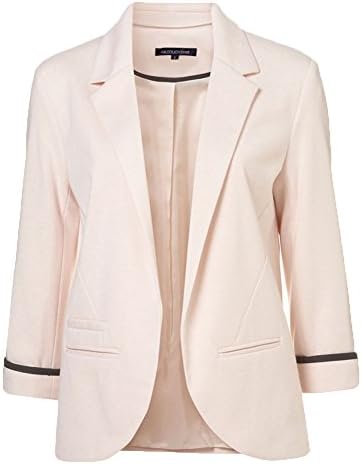 MIKTY Candy Color Blazer Rolled up Sleeve OL Leisure Suit for Womens and Juniors Champagne 2XL