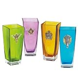 Club Pack of 16 Crowned Jewel Green, Purple, Orange & Blue Square Flower Vases