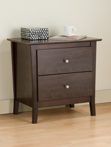 Prepac EMH-2524 Manhattan 2 Drawer Night Table Espresso