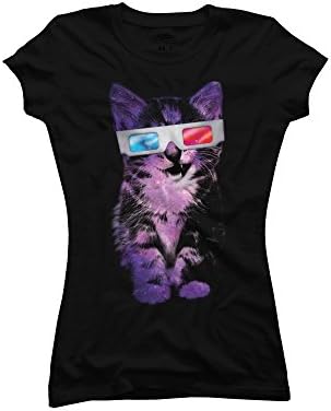 3D Sace Cat Women's Medium Black Graphic T Shirt - Design By Humans