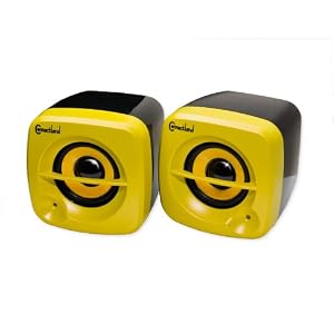 Connectland CL-SPK20064 USB or Battery Powered Portable Yellow Mini Cube Speaker