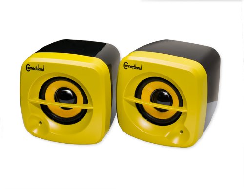 Connectland CL-SPK20064 USB or Battery Powered Portable Yellow Mini Cube Speaker