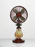 IMAGE OF Ten Inch Mosaic Glass Table Fan - Ferns (Brown) (16