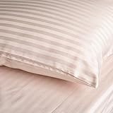 Homespell Egyptian Cotton Bed Sheet Set 500 Thread Count Sateen Stripe Pale Pink King